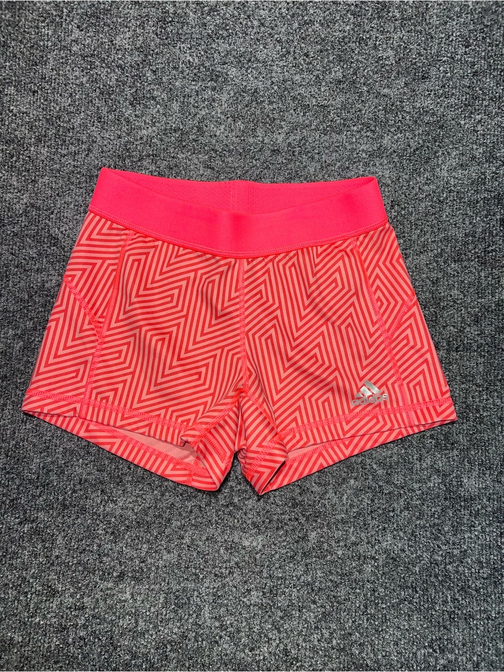 adidas Coral Pink Geometric Athletic Shorts